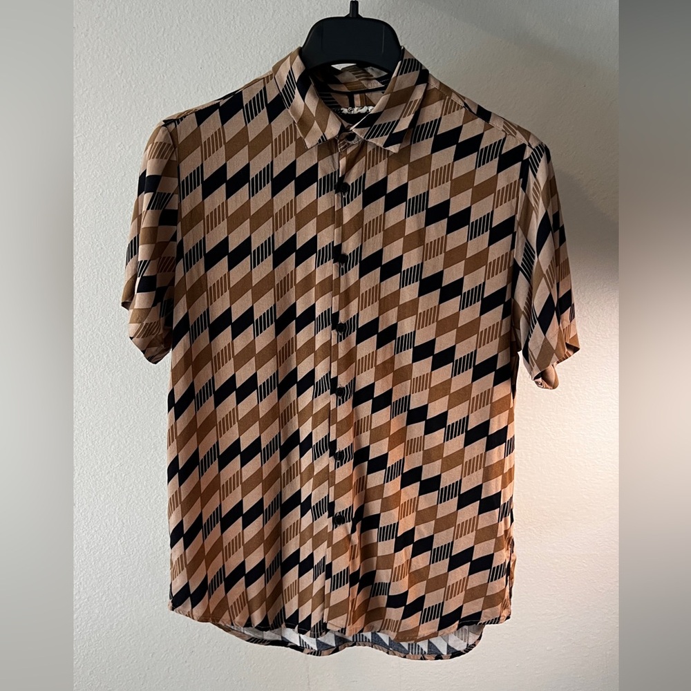 Denim and Flowrs Stylish Men's Shirt in Black and Tan